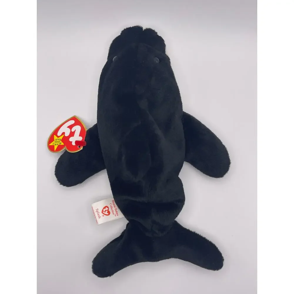 Ty Beanie Baby Spalsh Black White Orca Whale 8 inches NEW Sea Ocean Fish